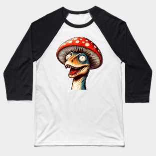 Funny Velociraptor Mushroom Hat Dinosaur Garden Baseball T-Shirt